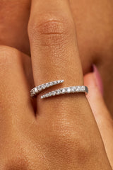 Iced CZ Wrap Ring - 7mm - White