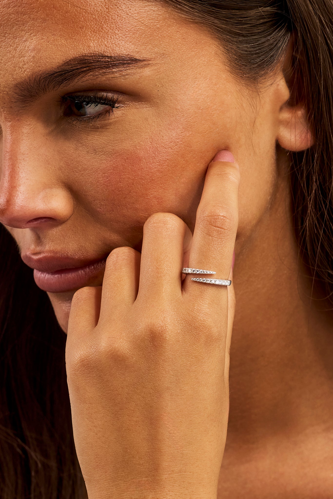 Iced CZ Wrap Ring - 7mm - White