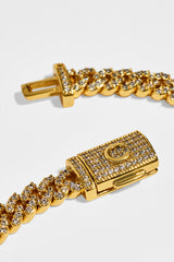Iced Motif Cuban Link Bracelet - 5mm - Gold