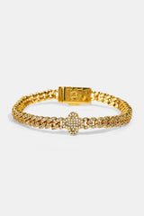 Iced Motif Cuban Link Bracelet - 5mm - Gold
