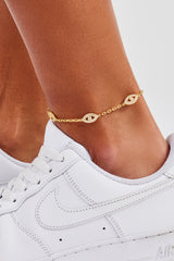 Iced Evil Eye Rolo Anklet - 8mm
