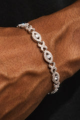 Iced Eye Infinity Link Bracelet & Chain - 8mm - White