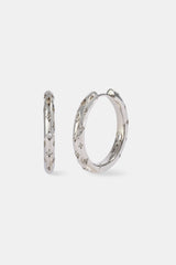 Iced Gemstone Hoop Earrings - 20mm - White