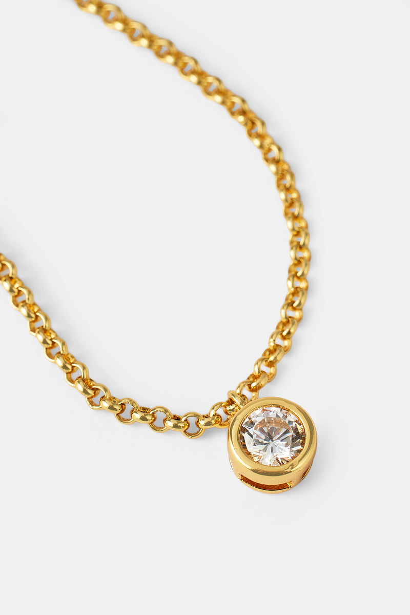 Iced Gemstone Micro Necklace - 6mm - Gold