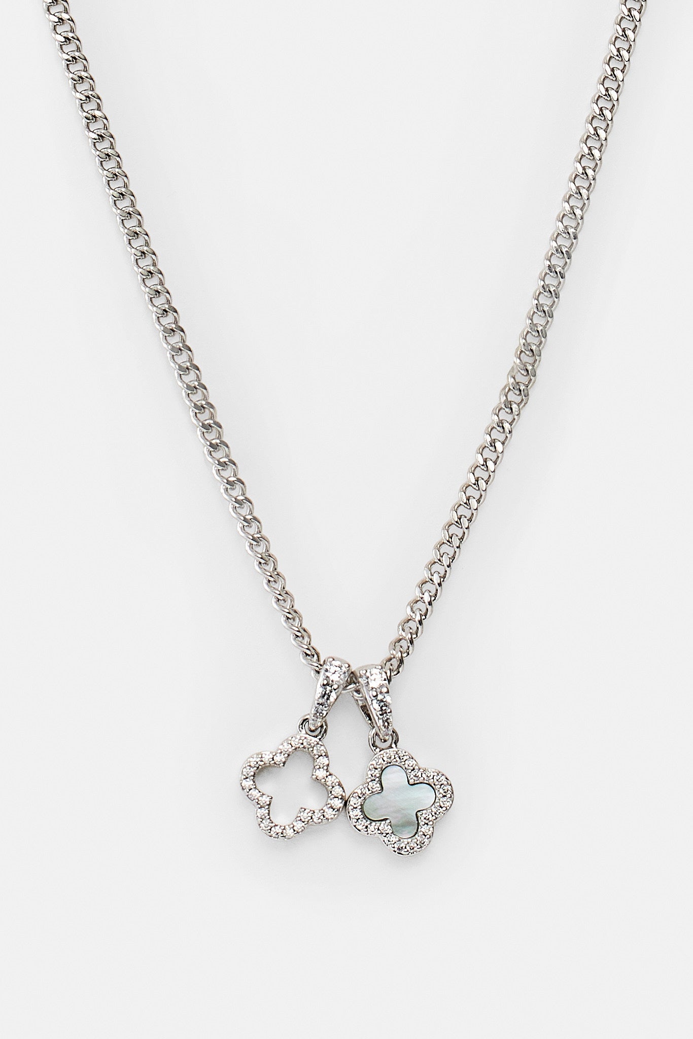 Halskette mit Doppelmotiv aus Eis und Perlmutt – 10 mm