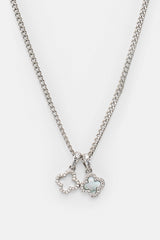 Iced & Mother Of Pearl Double Motif Necklace - 10mm