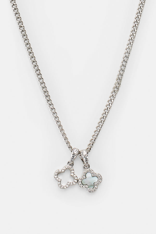 Halskette mit Doppelmotiv aus Eis und Perlmutt – 10 mm