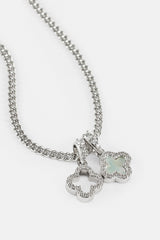 Iced & Mother Of Pearl Double Motif Necklace - 10mm