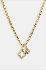 Iced Motif Outline & Gemstone Necklace - 10mm - Gold