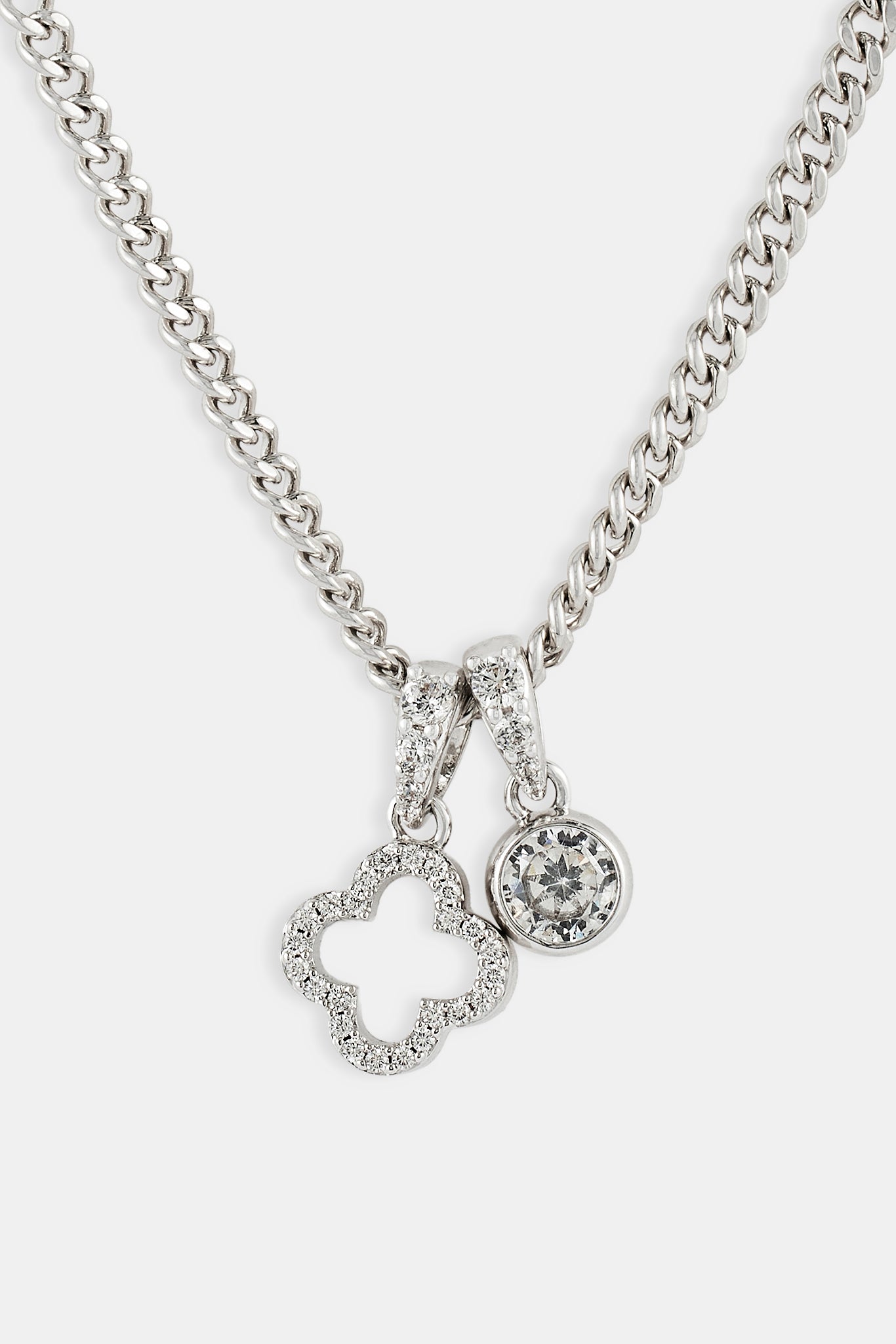 Iced Motif Outline & Gemstone Necklace - 10mm