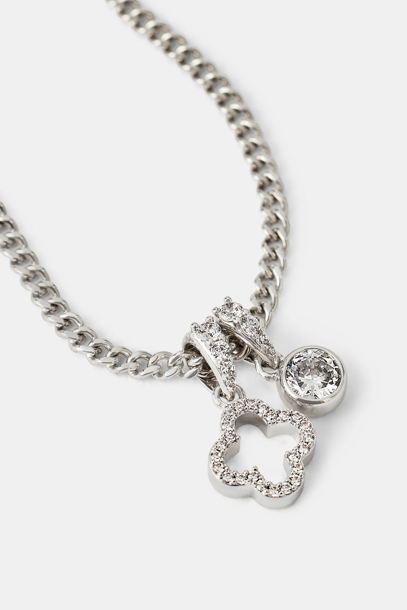 Iced Motif Outline & Gemstone Necklace - 10mm