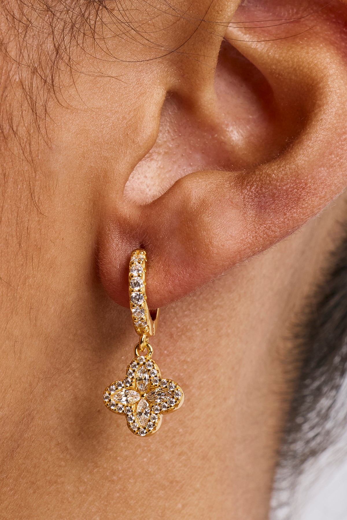 Iced Mother Of Pearl Drop Earrings - 10mm - Gold | Womens Earrings 