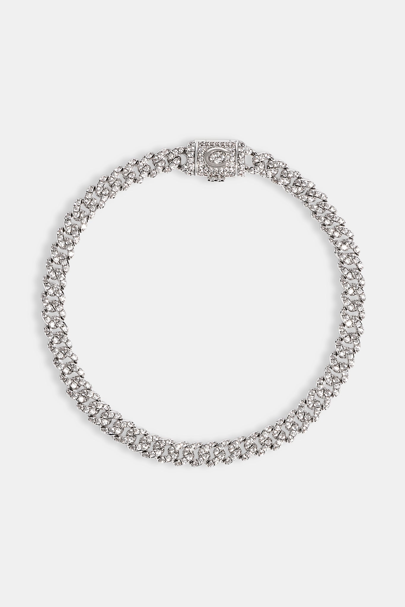 Iced Prong Cuban Armband - 5mm - Weiß
