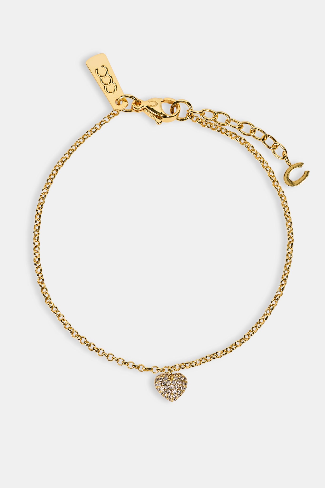Iced Pave Herz Mikroarmband - 6mm - Gold