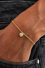 Iced Pave Herz Mikroarmband - 6mm - Gold