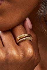 Iced Pave Polished Layered Ring - 8mm