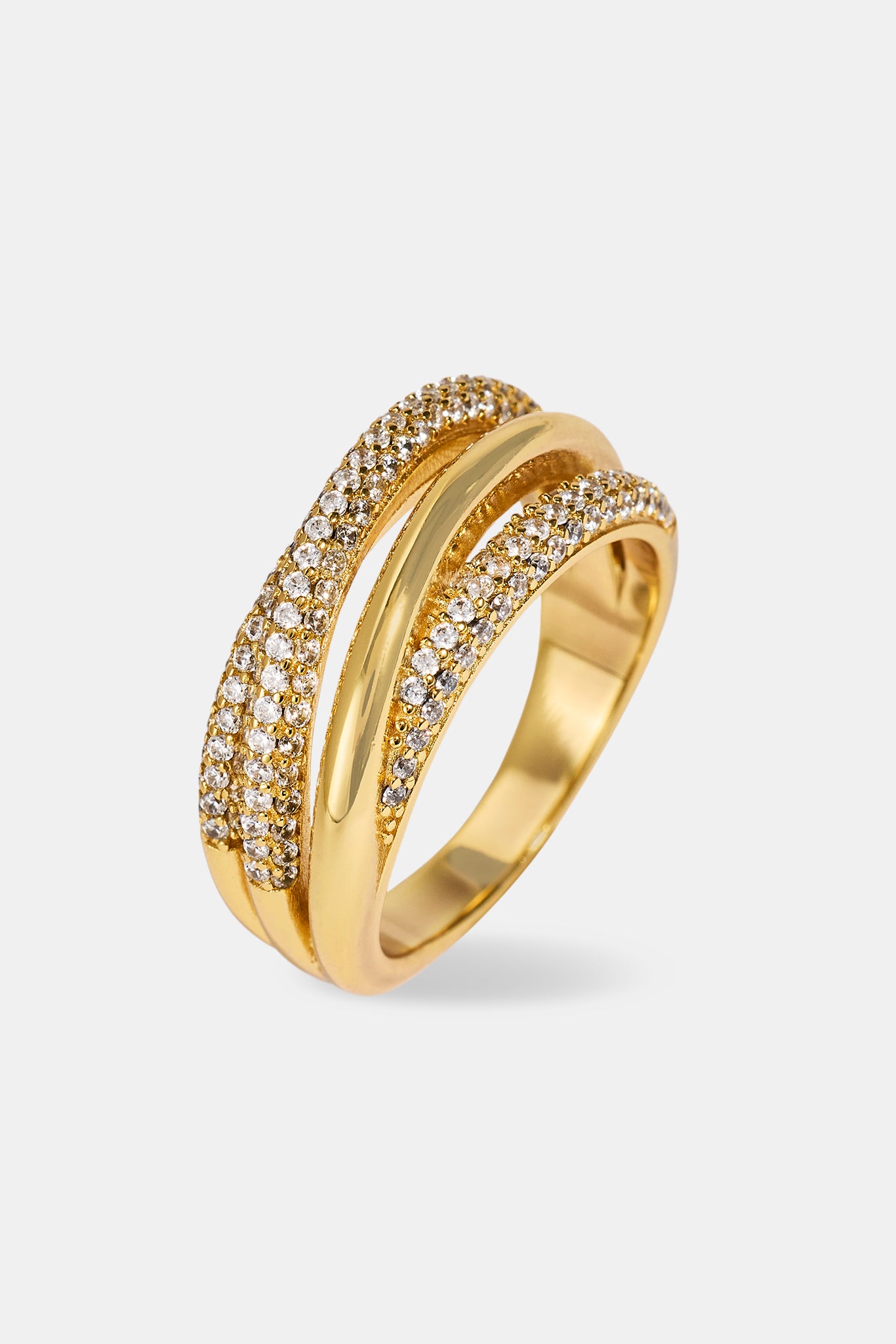 Iced Pave Polished Layered Ring - 8mm