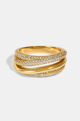 Iced Pave Polished Layered Ring - 8mm