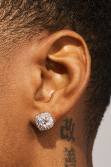 Ohrstecker mit Zirkonia-Cluster – 10 mm – Weiß