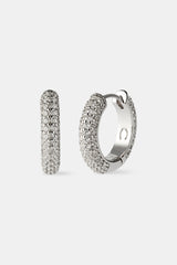 Iced Hoop Earrings - 15mm - White