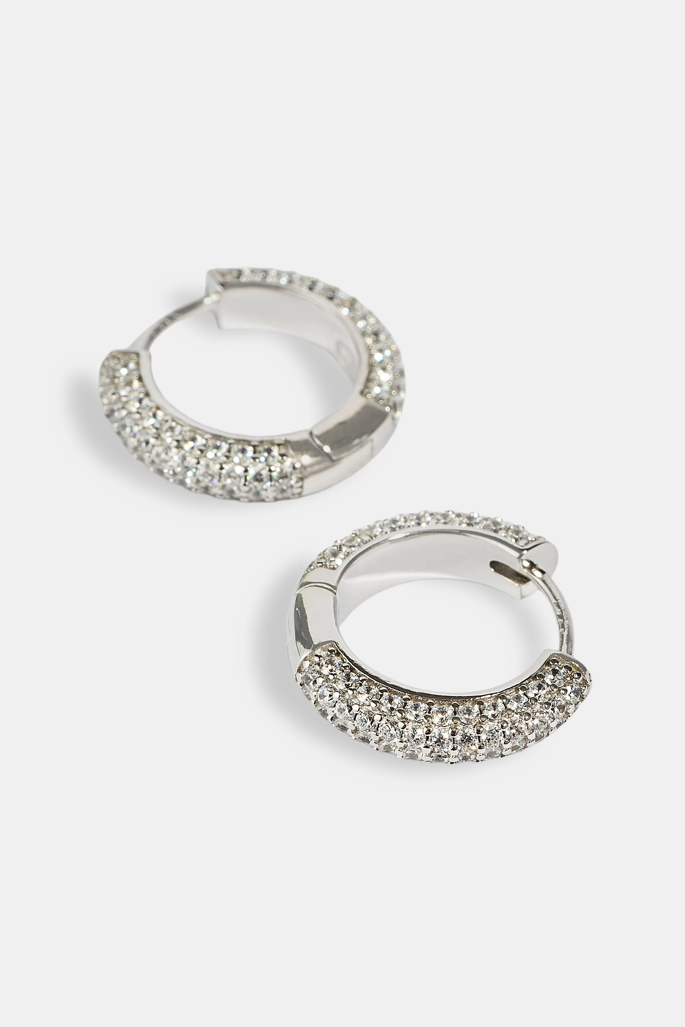 Iced Hoop Earrings - 15mm - White