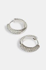 Iced Hoop Earrings - 15mm - White