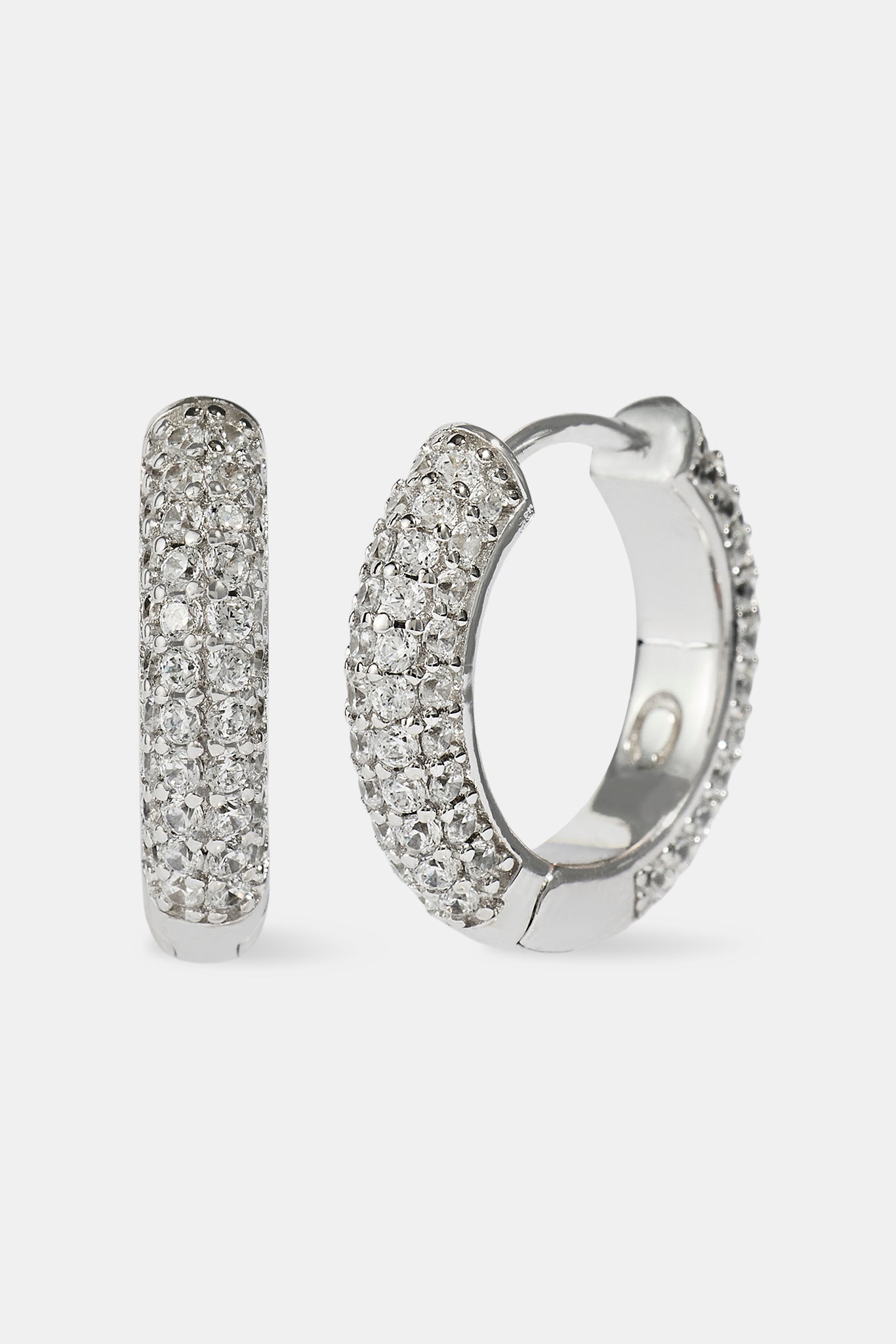 Iced Hoop Earrings - 15mm - White