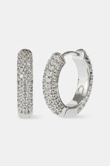 Iced Hoop Earrings - 15mm - White