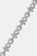 Iced Cross & Infinity Bracelet - 10mm - White