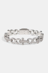 Iced Cross & Infinity Bracelet - 10mm - White