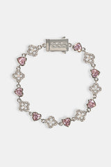 Heart & Iced Motif Gem Bracelet - 6mm - White