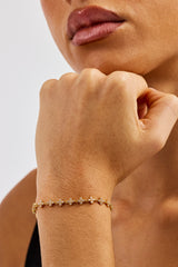 Iced Connecting Motif Bracelet - 5mm - Gold