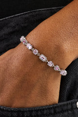 Iced Pink Mixed Shape Bracelet - 5mm - White