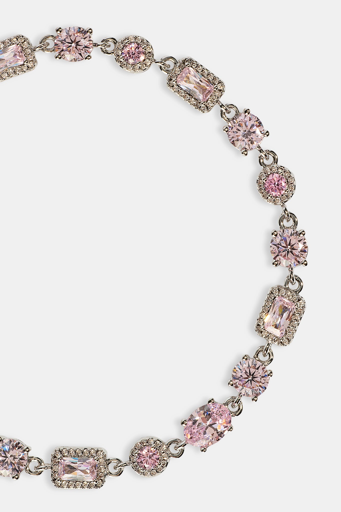 Iced Pink Mixed Shape Bracelet - 5mm - White