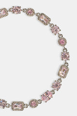 Iced Pink Mixed Shape Bracelet - 5mm - White