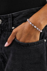 Iced Pink Mixed Shape Bracelet - 5mm - White