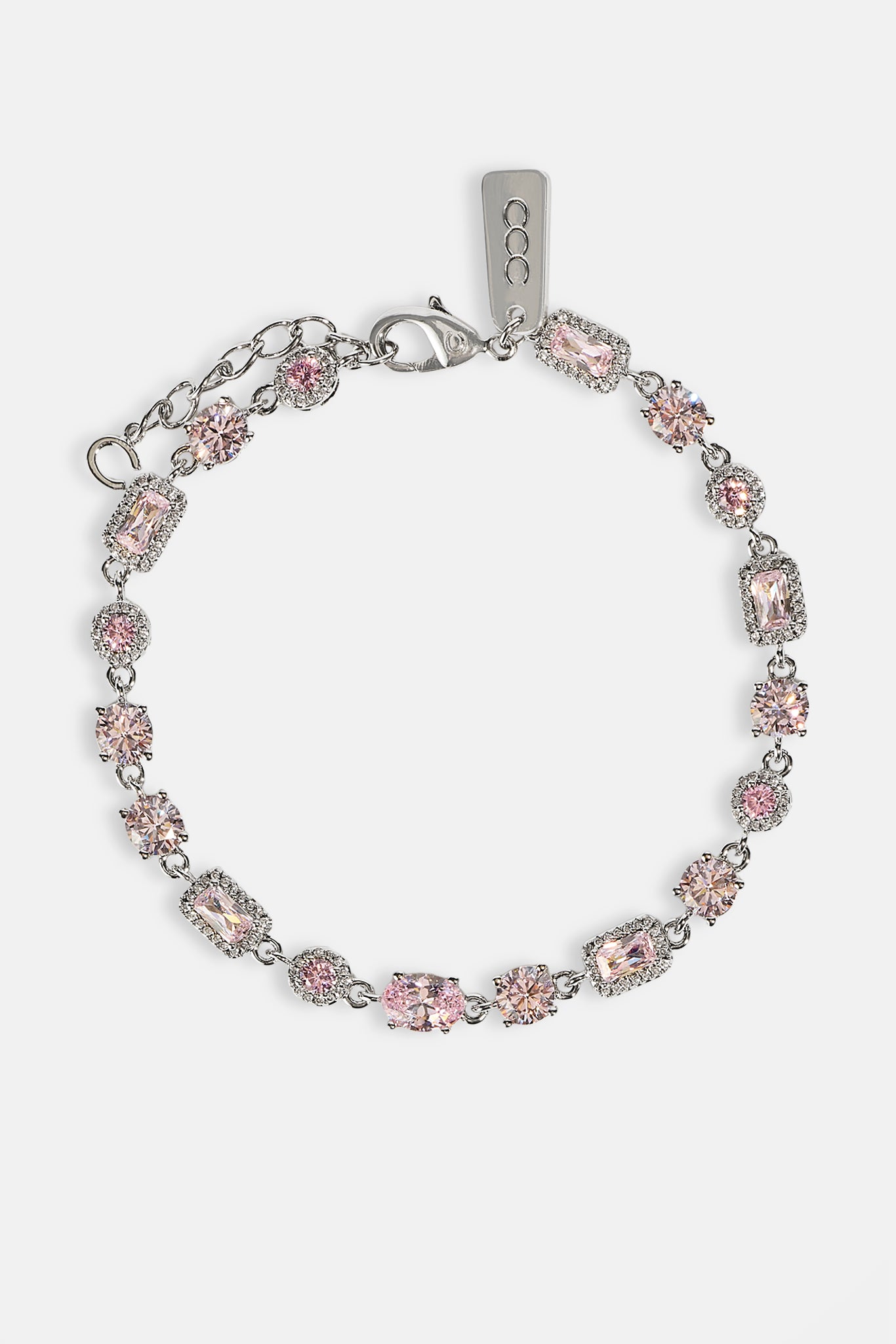 Iced Pink Mixed Shape Bracelet - 5mm - White