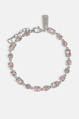 Iced Pink Mixed Shape Bracelet - 5mm - White