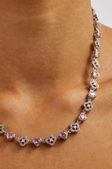 Heart & Iced Motif Gem Chain - 6mm - White