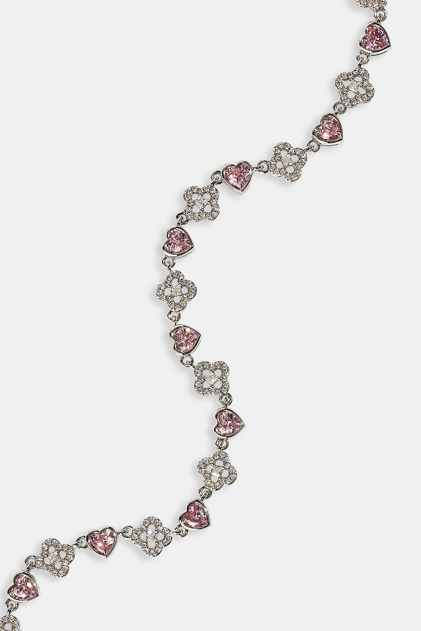 Heart & Iced Motif Gem Chain - 6mm - White