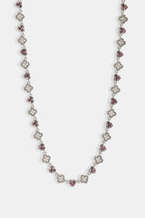 Heart & Iced Motif Gem Chain - 6mm - White