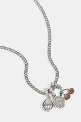 Triple Motif & Cherry Pendant Necklace - 10mm - White