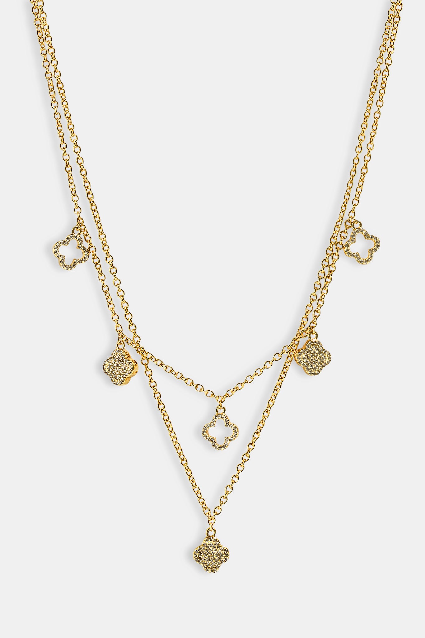 Iced Multi Motif Layered Chain - 10mm - Gold
