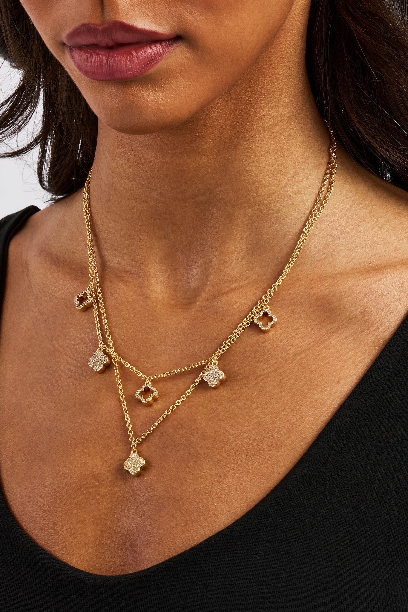 Iced Multi Motif Layered Chain - 10mm - Gold