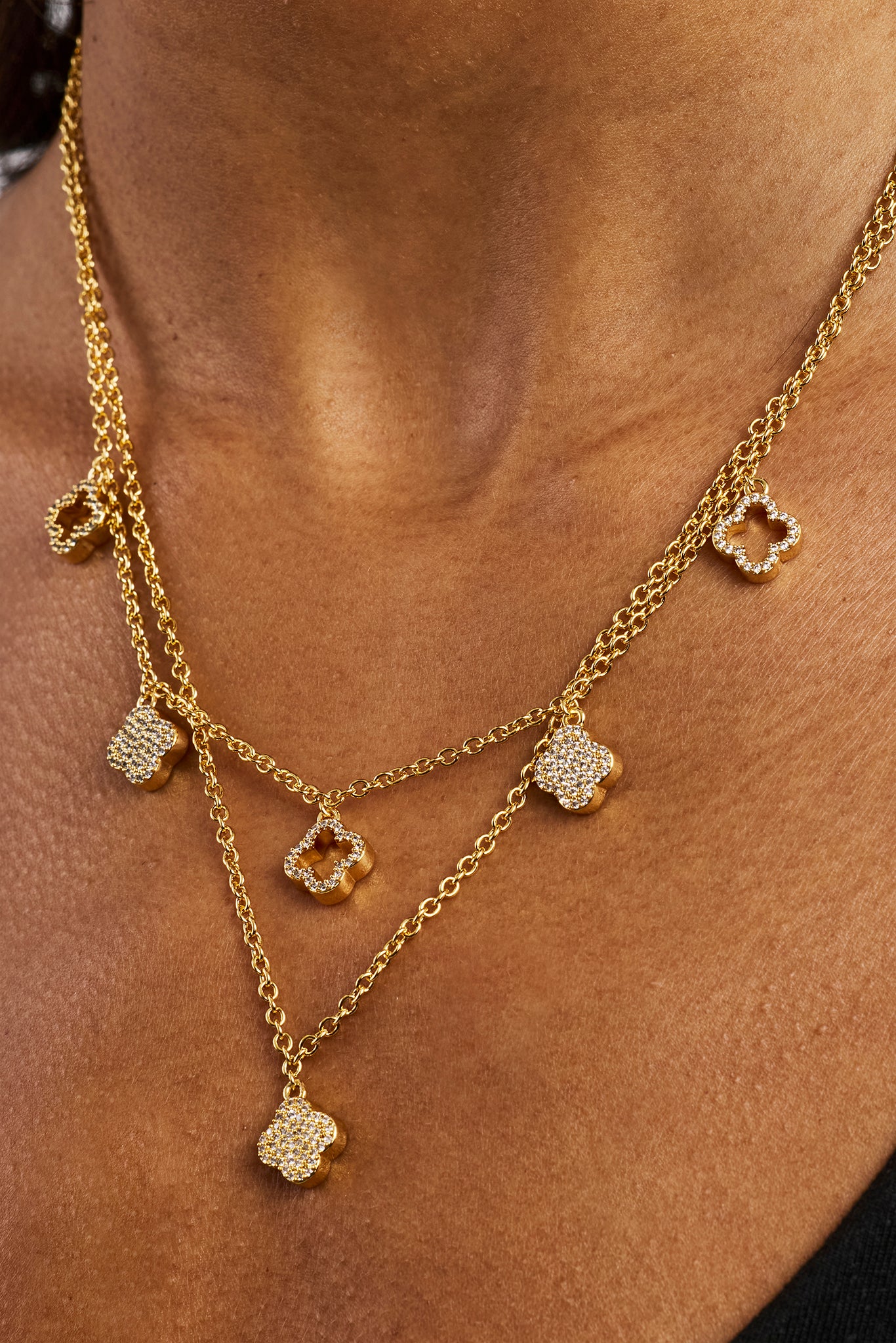 Iced Multi Motif Layered Chain - 10mm - Gold
