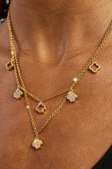 Iced Multi Motif Layered Necklace - 10mm - Gold
