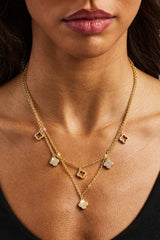Iced Multi Motif Layered Necklace - 10mm - Gold