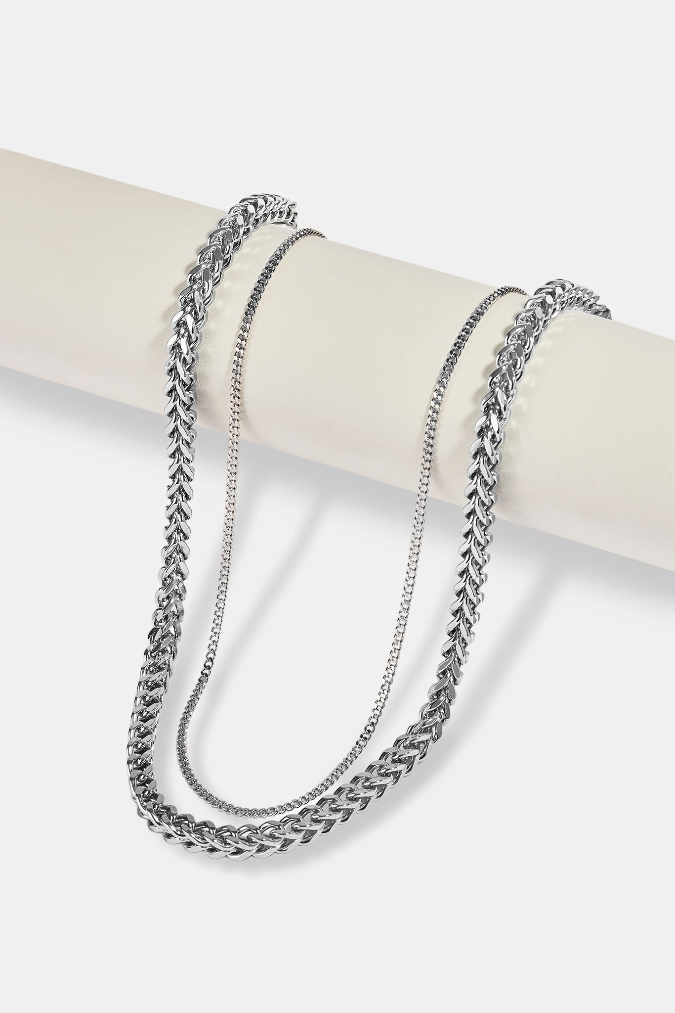 Micro Cuban Chain 2.5mm & Franco Chain 6mm - White
