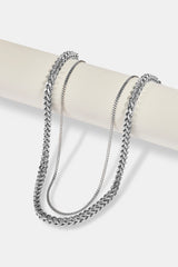 Micro Cuban Chain 2.5mm & Franco Chain 6mm - White