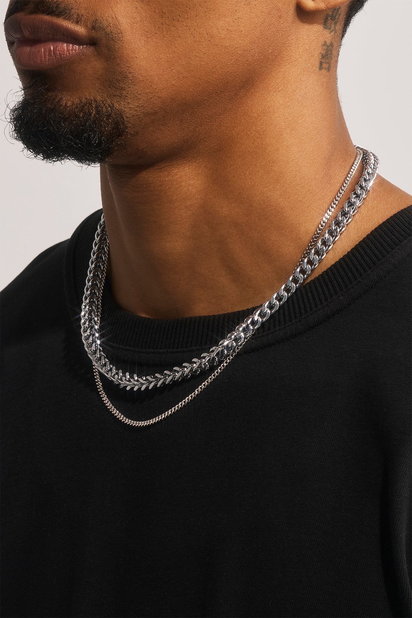 Micro Cuban Chain 2.5mm & Franco Chain 6mm - White